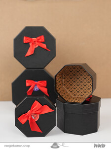 جعبه هدیه 8 ضلعی مشکی (4 سایز)Black octagonal gift box