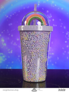 لیوان اسموتی رنگین کمانی دونه برفی Rainbow smoothie glass