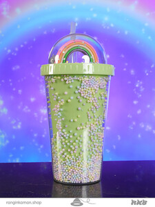 لیوان اسموتی رنگین کمانی دونه برفی Rainbow smoothie glass