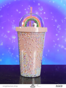 لیوان اسموتی رنگین کمانی دونه برفی Rainbow smoothie glass