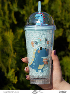 لیوان اسموتی طرح دایناسور خنگ Dinosaur design smoothie glass