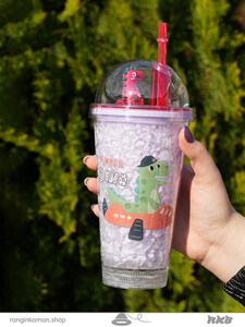 لیوان اسموتی طرح دایناسور خنگ Dinosaur design smoothie glass