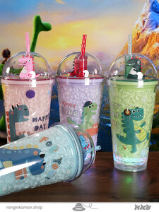 لیوان اسموتی طرح دایناسور خنگ Dinosaur design smoothie glass