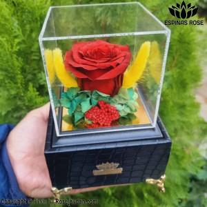 باکس موزیکال پایه چرم لوکس  قرمز  کد 931