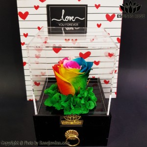 باکس گل کشویی گل رز جاودان هفت رنگ