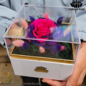 باکس مدل مانا  سفید گل رز جاودان آبی صورتی کد 487