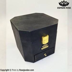 باکس گل رز جاودان هشت ضلعی کشودار طرح چرم کد 49