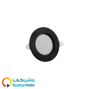 چراغ توکار سولاریس7وات دایره ای بدنه مشکی پارس شعاع توس