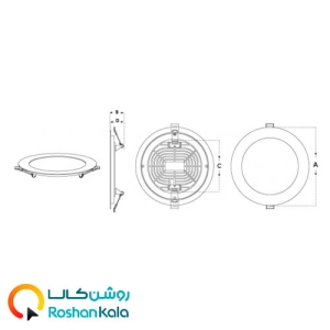 چراغ توکار اسلندر ۸ وات دایره ای پارس شعاع توس