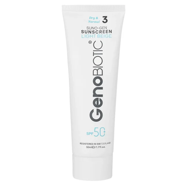 کرم ضدآفتاب پوست نرمال تا خشک ژنوبایوتیک (SPF50)