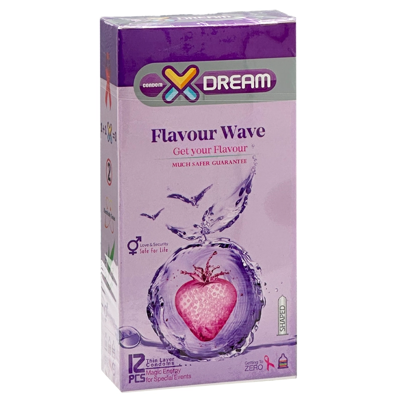 کاندوم ایکس دریم مدل Flavour Wave بسته 12 عددی