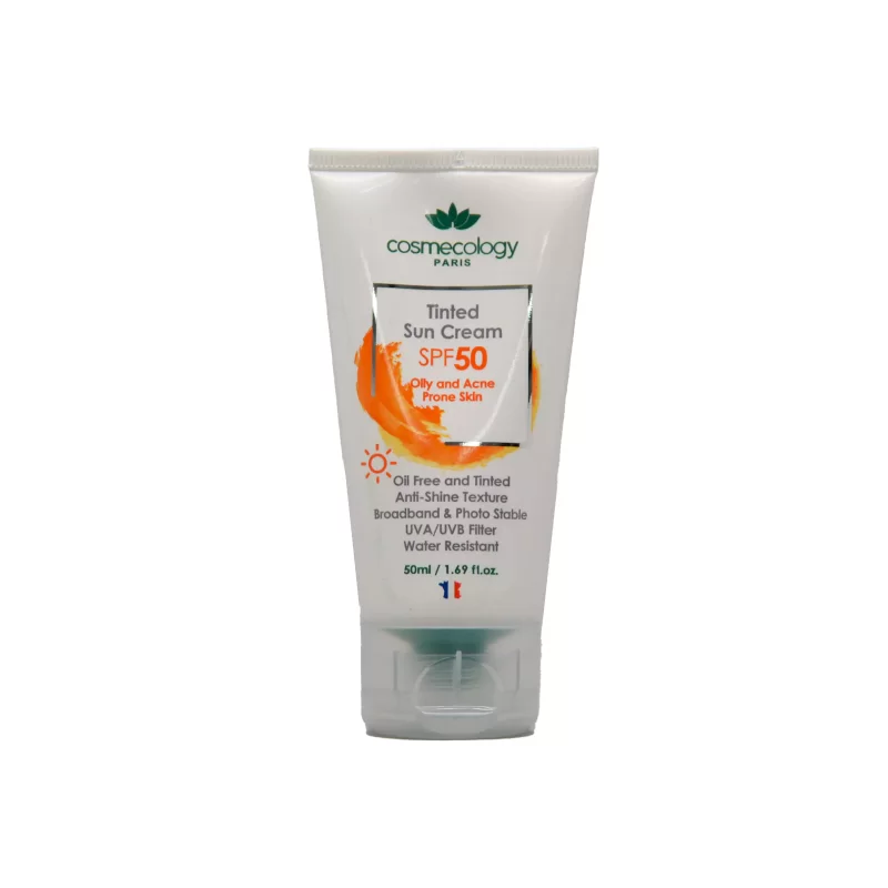 کرم ضد آفتاب رنگی فاقد چربی پوست چرب و جوشدار کاسمکولوژی (SPF 50)