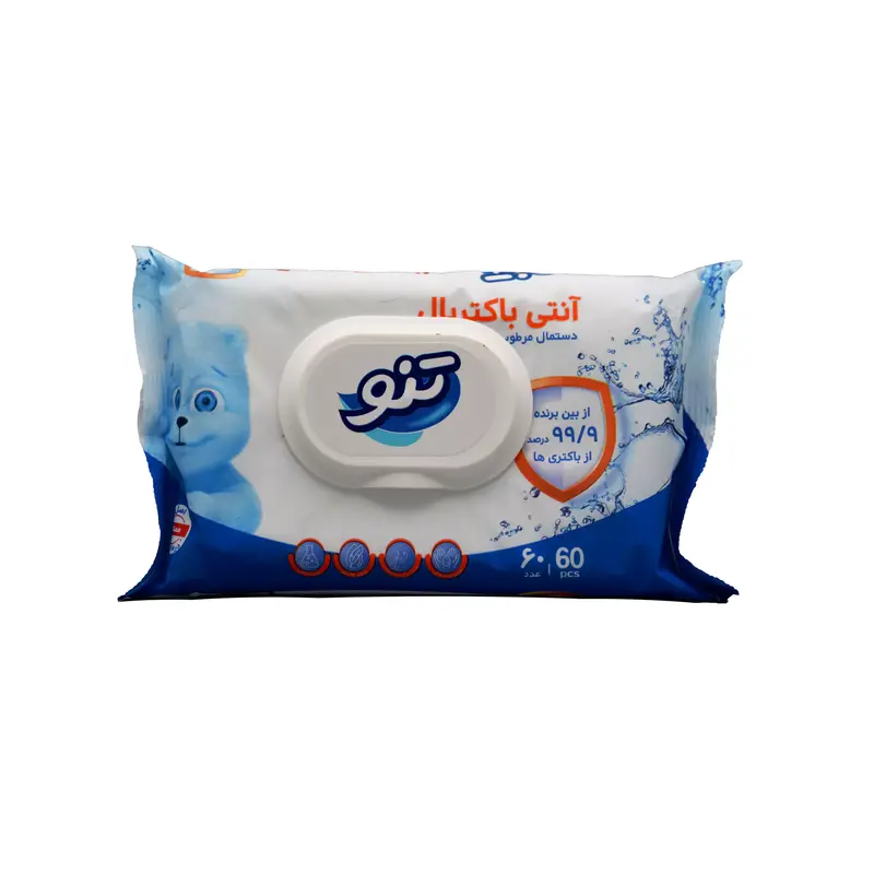 دستمال مرطوب آنتی باکتریال تنو (60 عددی)