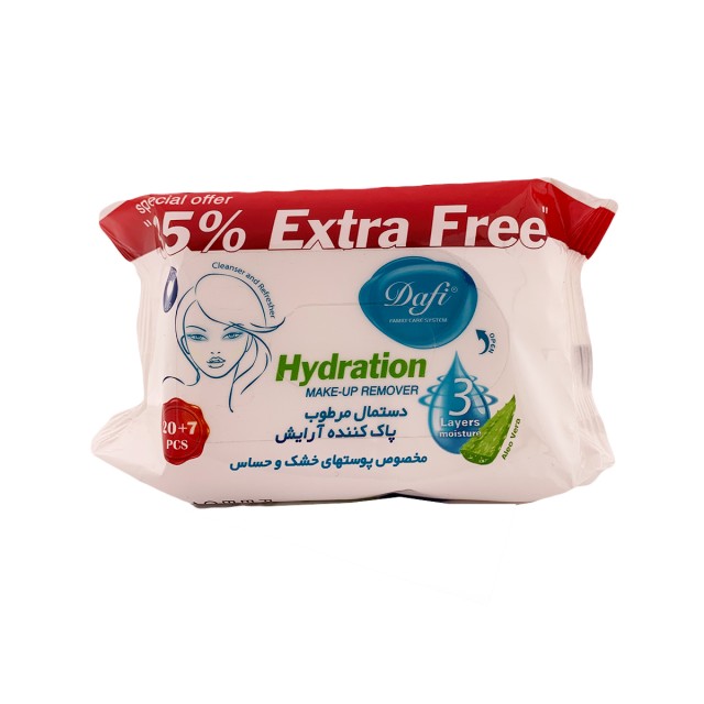 دستمال مرطوب پاک کننده آرایش پوستهای خشک دافی