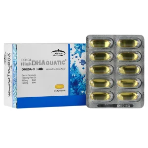 سافت ژل روغن ماهی دی اچ ای بالا آکواتیک کارن(30عددی)