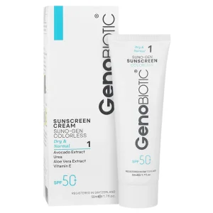 کرم ضدآفتاب پوست نرمال تا خشک ژنوبایوتیک (SPF50)