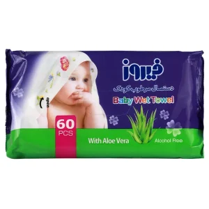 دستمال مرطوب کودک حاوی آلوئه ورا فیروز (60 عددی)