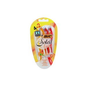 خود تراش 3 لبه صابوندار 4+2 عددی زنانه بیک (مدل soleil lady)