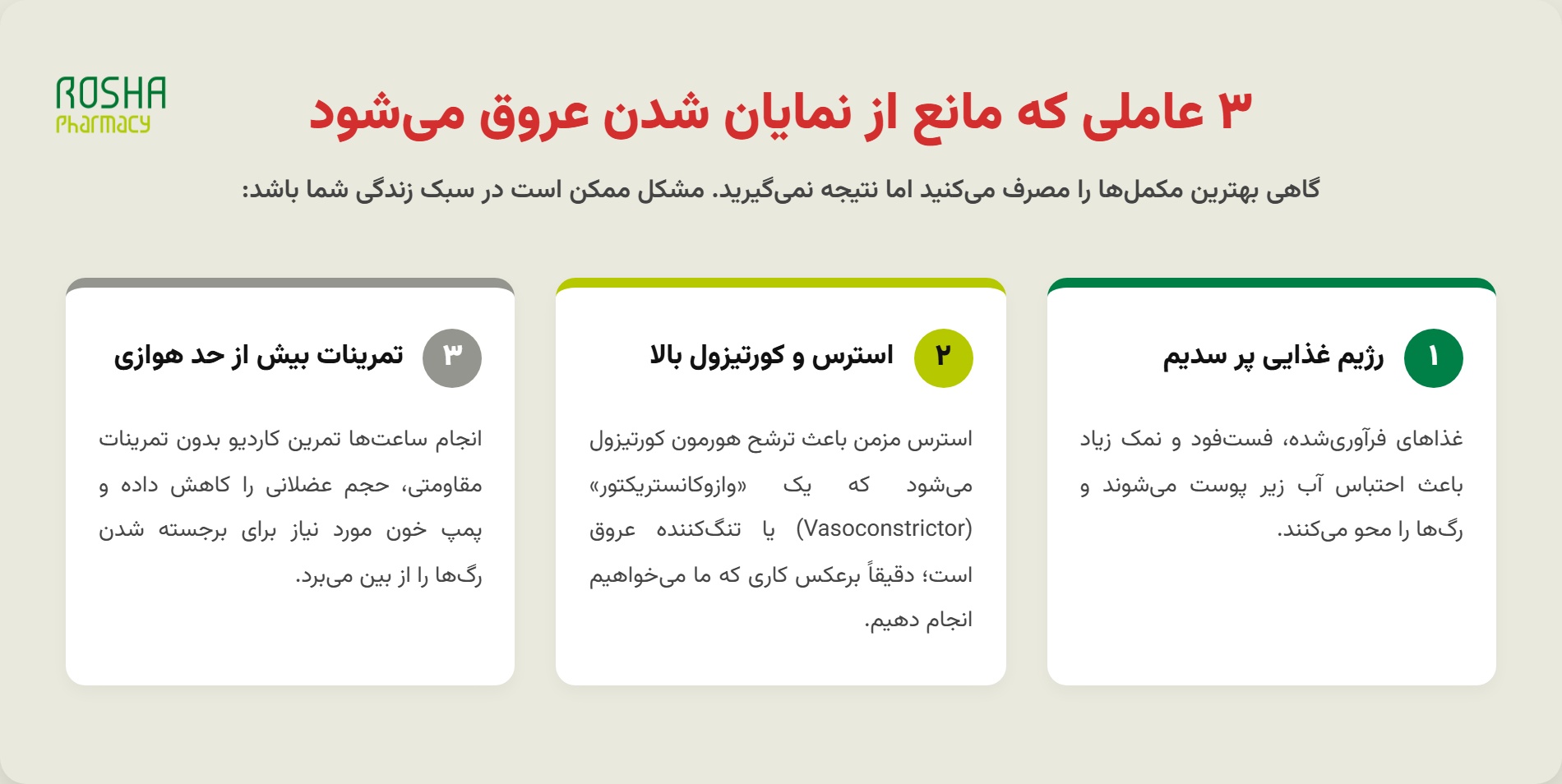 ۳ عاملی که مانع از رگ دار شدن بدن می شوند