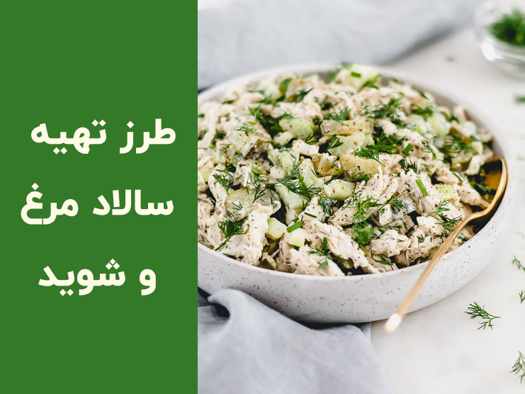 طرز تهیه سالاد مرغ و شوید با سس مخصوص؛ دستور کامل یک سالاد مرغ مجلسی