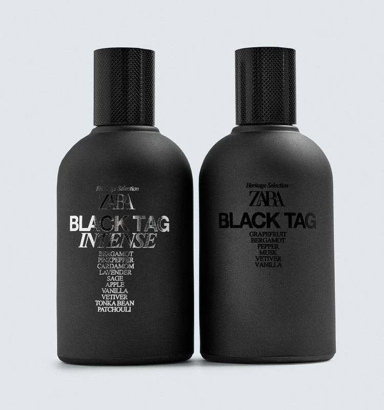 عطر و ادکلن مردانه بلک تگ - بلک تگ اینتنس برند زارا  (  ZARA   -  BLACK TAG + BLACK TAG INTENSE    )