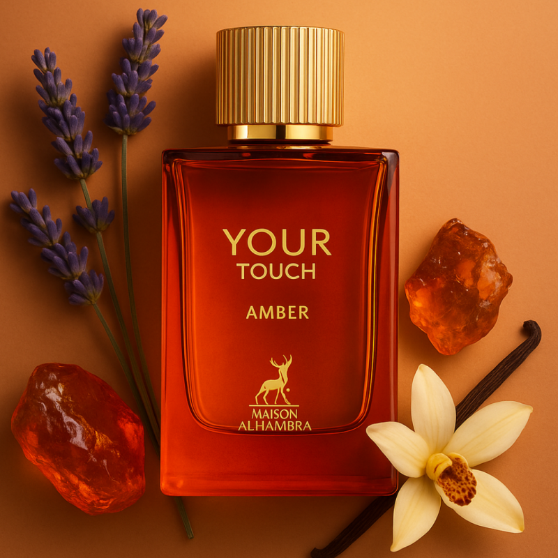 عطر و ادکلن زنانه و مردانه یور تاچ امبر برند میسون الحمبرا  (  MAISON ALHAMBRA  -  YOUR TOUCH AMBER    )