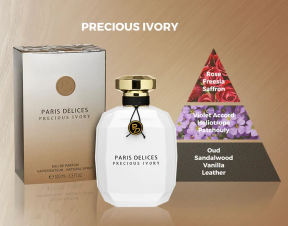 عطر و ادکلن زنانه و مردانه پاریس دلیسز پرشس آیوری برند پاریس دلیس  (   PARIS DELICE   -  PARIS DELICES PRECIOUS IVORY    )