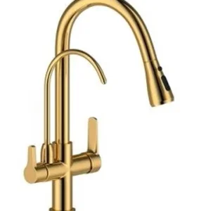 شیر ظرفشویی شاوری طلایی دو منظوره آب تسویه دار برند DIKALAN