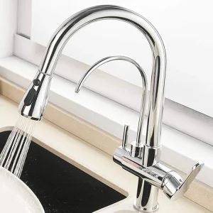 شیر ظرفشویی شاوری طلایی دو منظوره آب تسویه دار برند DIKALAN