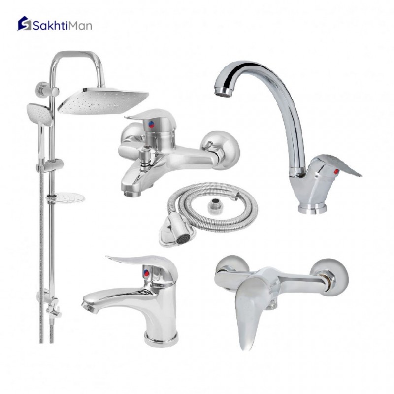 ست شیرآلات بهداشتی ادرینا همراه با علم دوش دوکاره