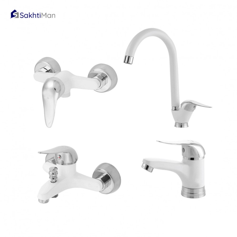 ست شیرآلات بهداشتی سفید کروم ایران زمین