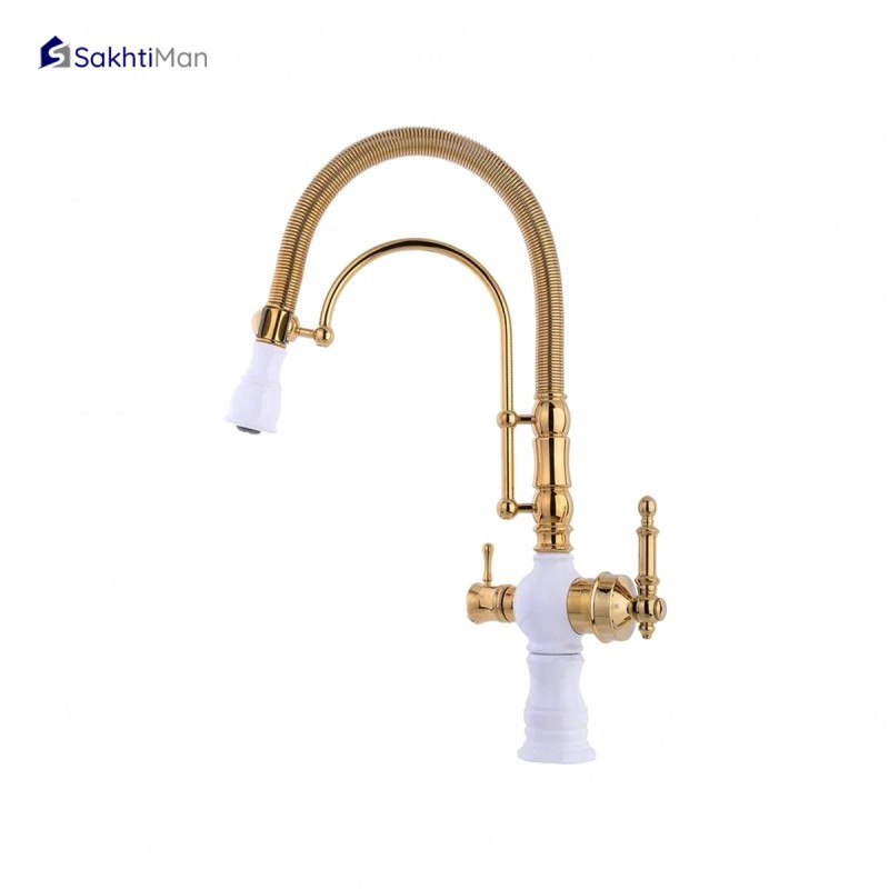 شیر ظرفشویی دو منظوره فنری طلایی مدل فلورانس