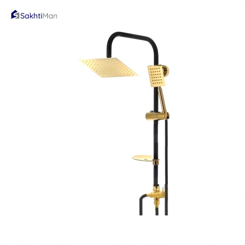 علم دوش حمام دوکاره مشکی طلایی مدل فلت