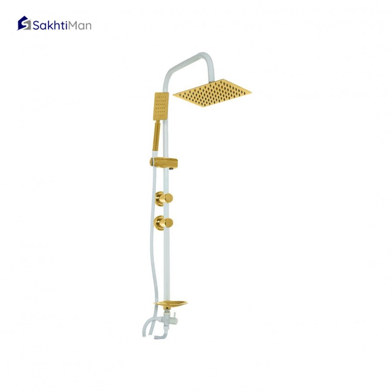 علم دوش حمام دوکاره سفید طلایی مدل فلت