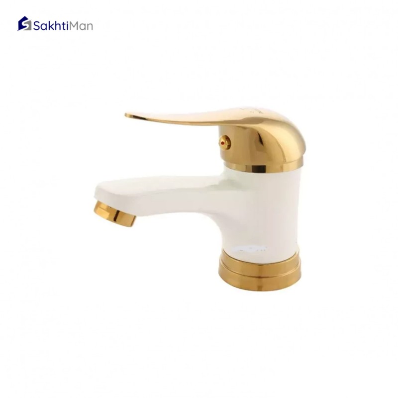 شیر روشویی سفید طلایی مدل قاجاری