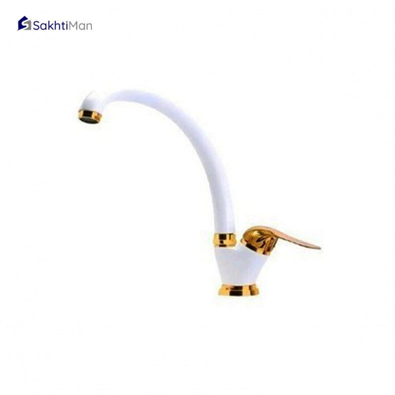 شیر ظرفشویی سفید طلایی مدل دسته اردکی