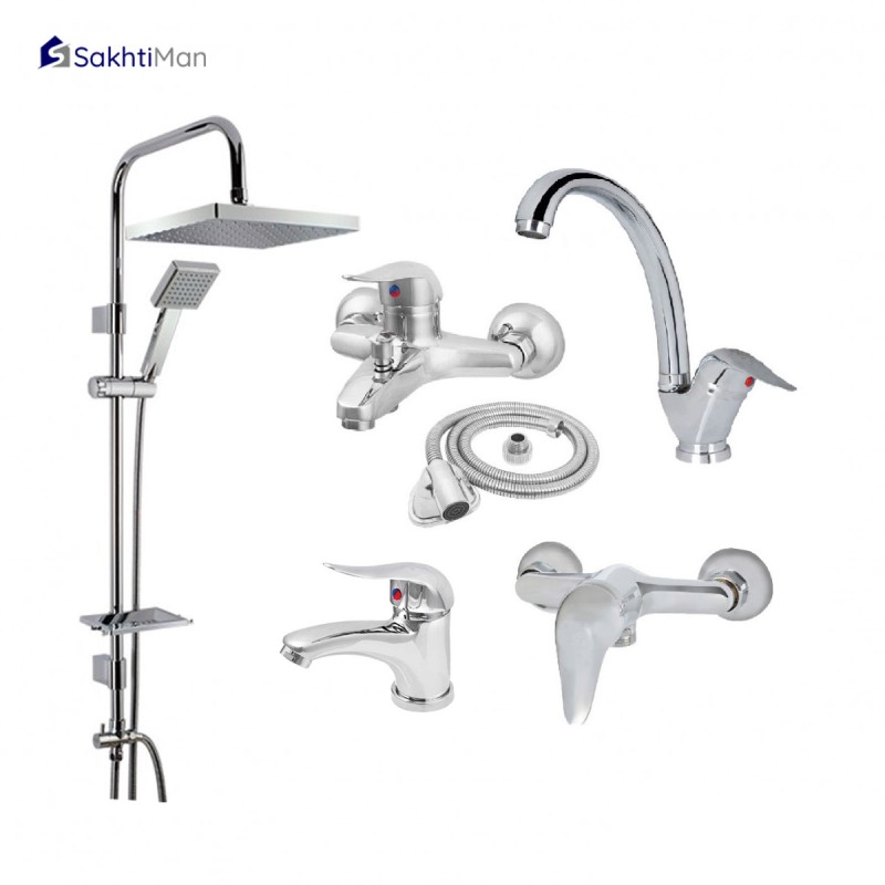 ست شش عددی شیرآلات اقتصادی همراه با علم دوش دوکاره فبت