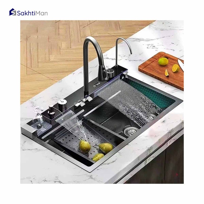 سینک ظرفشویی پیانویی استیل برند هوادیایو 5 کلید گرید A سایز 75