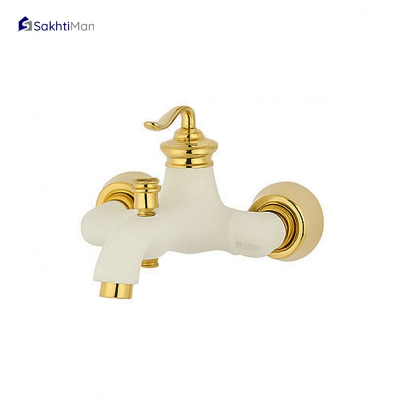 شیر دوش حمام سفید طلایی مدل بامبو