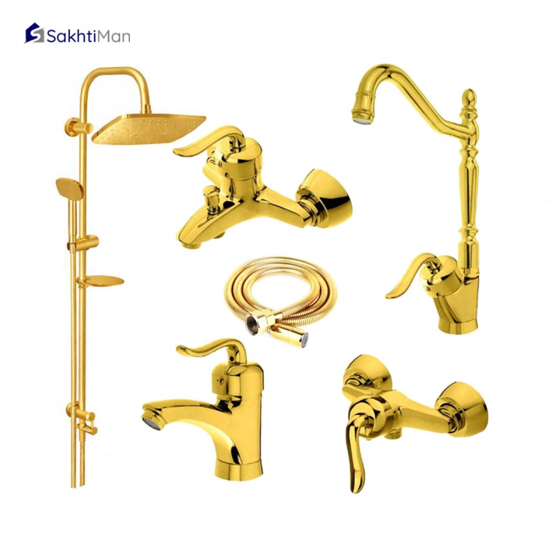 ست شش عددی شیرآلات طلایی مدل قاجاری به همراه علم دوش دوکاره