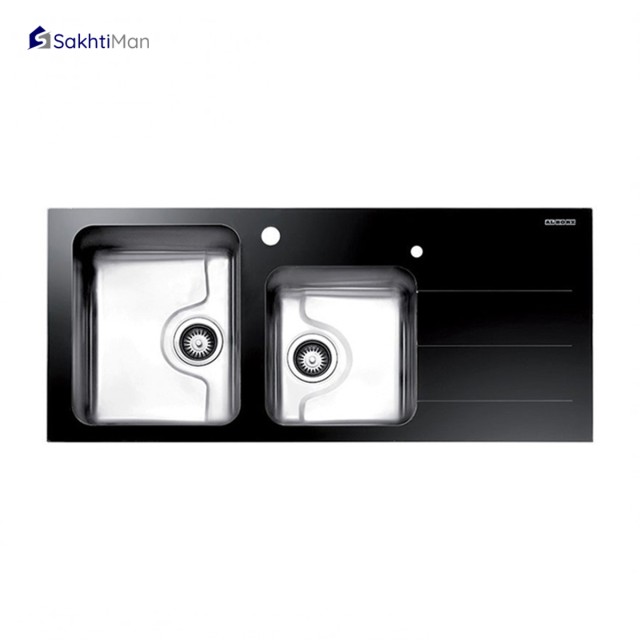سینک ظرفشویی استیل البرز مدل کریستال با جامایع مشکی توکار
