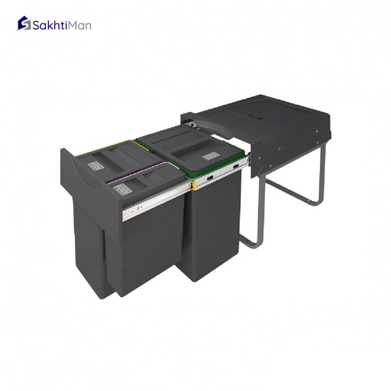 سطل زباله سه مخزن 36 لیتری پلاتین مدل هایلوکس 3654