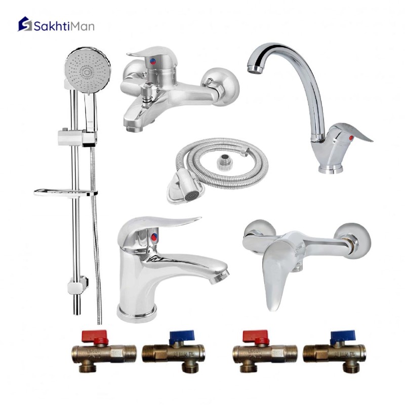 ست 6 عددی شیرآلات اهرمی به همراه 4 عدد شیر پیسوار