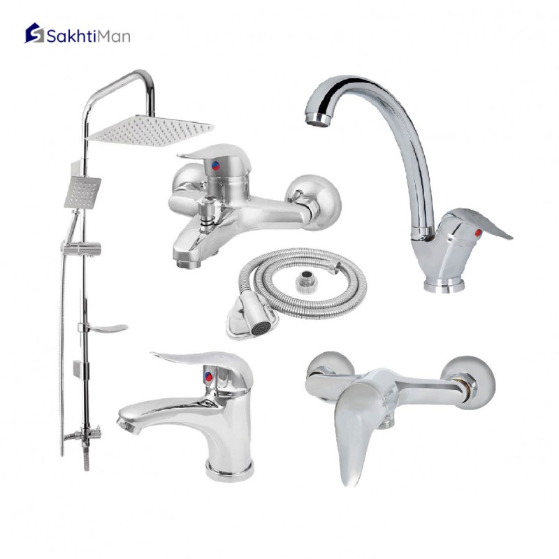 ست شیرآلات بهداشتی اقتصادی همراه با علم دوش دوکاره