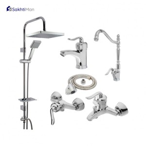 ست شش عددی شیرآلات مدل قاجاری به همراه علم دوش دوکاره فلت