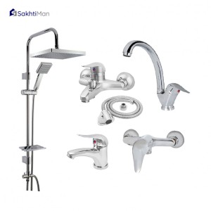 ست شش عددی شیرآلات اقتصادی همراه با علم دوش دوکاره فبت