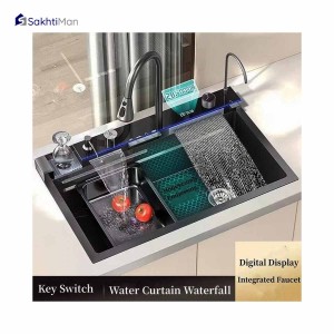 سینک ظرفشویی پیانویی استیل برند هوادیایو 5 کلید گرید A سایز 75