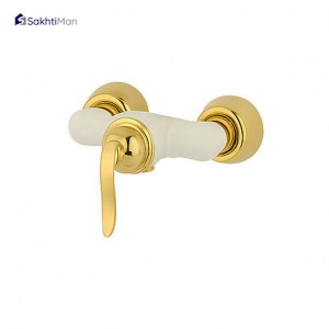 شیر توالت سفید طلایی مدل بامبو