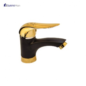 ست 6 عددی شیرآلات مشکی طلایی مدل اردکی به همراه علم دوش دوکاره و شلنگ