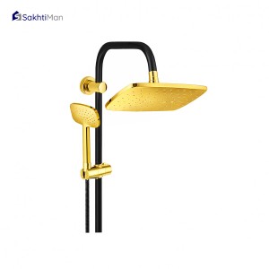 ست 6 عددی شیرآلات مشکی طلایی مدل اردکی به همراه علم دوش دوکاره و شلنگ